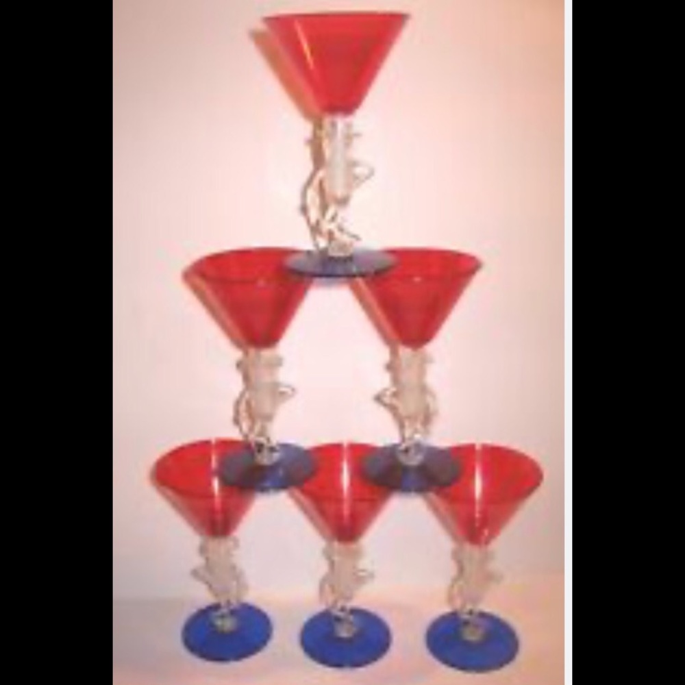 Antique Mr. Peanut Martinis Glasses in Red, White,& Blue Plastic from 1950’a VGC